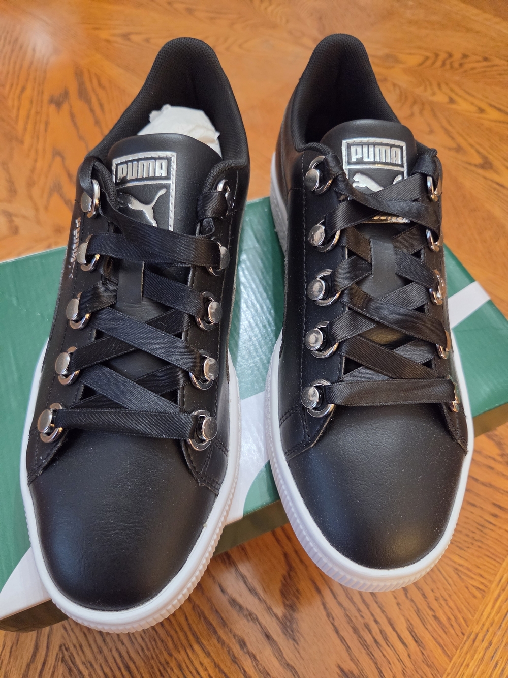 Puma Black Low-Top Satin-Lace Sneakers